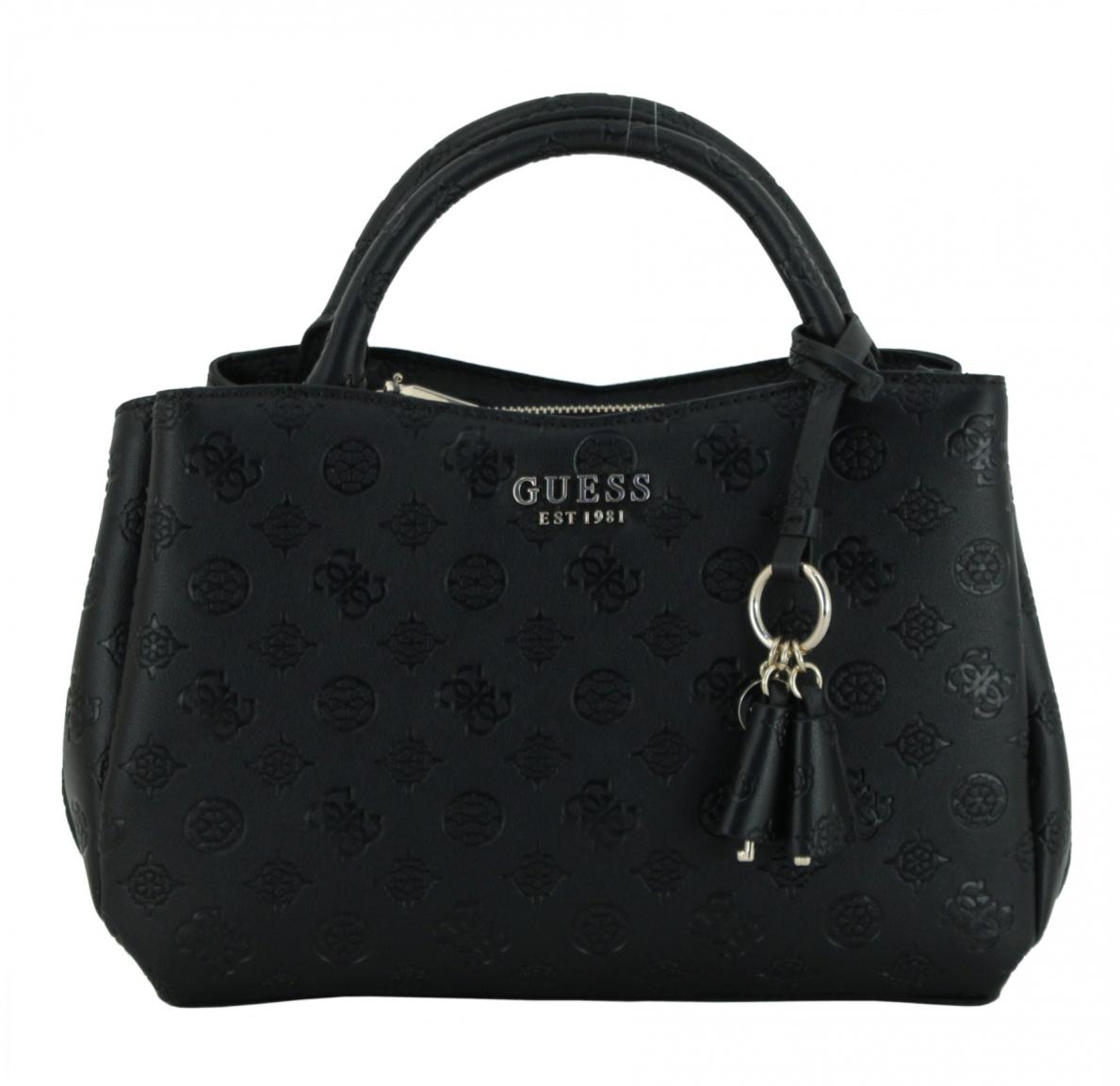 Henkeltasche Guess Phoebe Girlfriend Satchel Simply Taupe Logoprägung