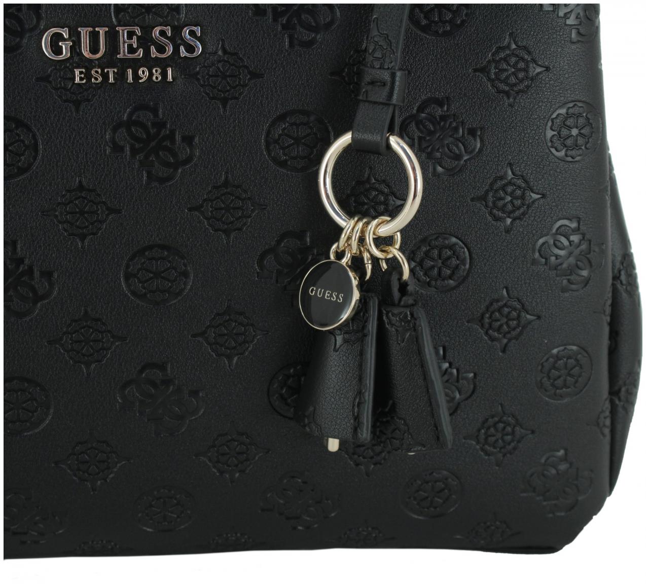 Henkeltasche Guess Phoebe Girlfriend Satchel Simply Taupe Logoprägung