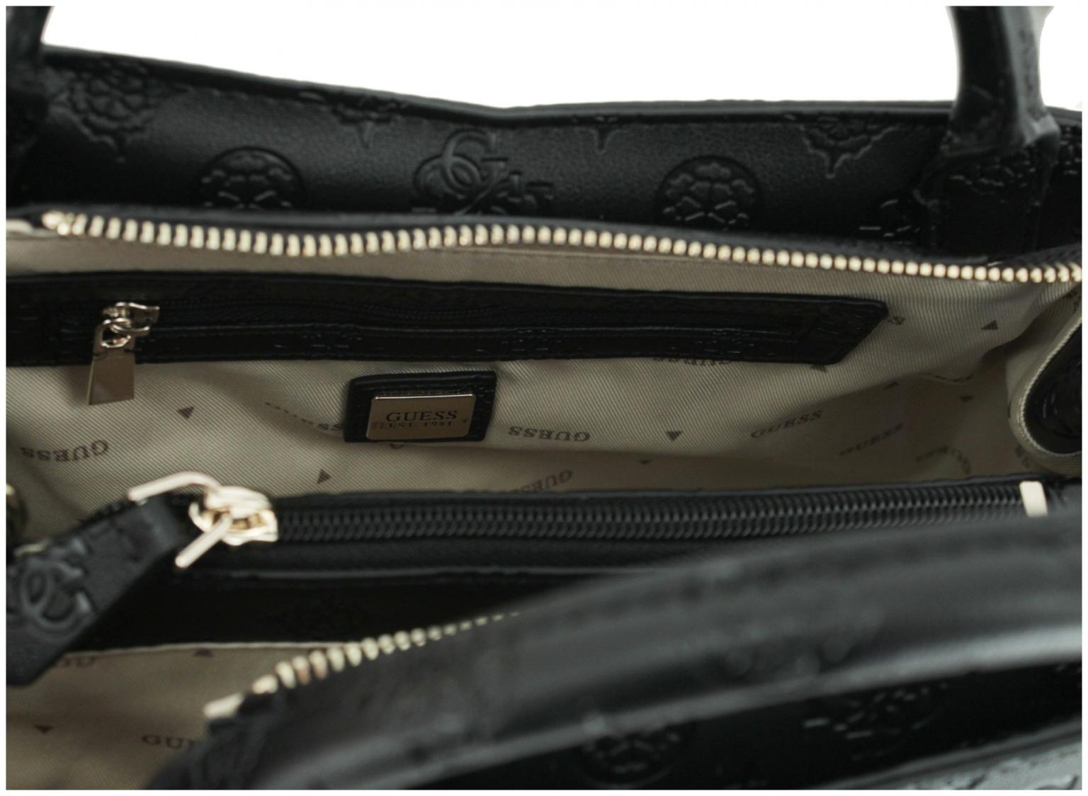 Henkeltasche Guess Phoebe Girlfriend Satchel Simply Taupe Logoprägung