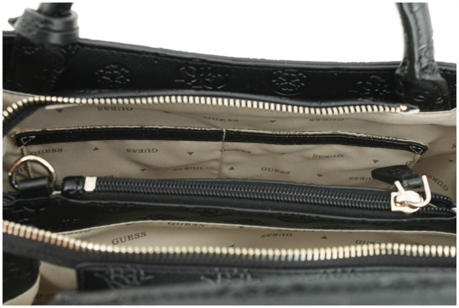 Henkeltasche Guess Phoebe Girlfriend Satchel Simply Taupe Logoprägung