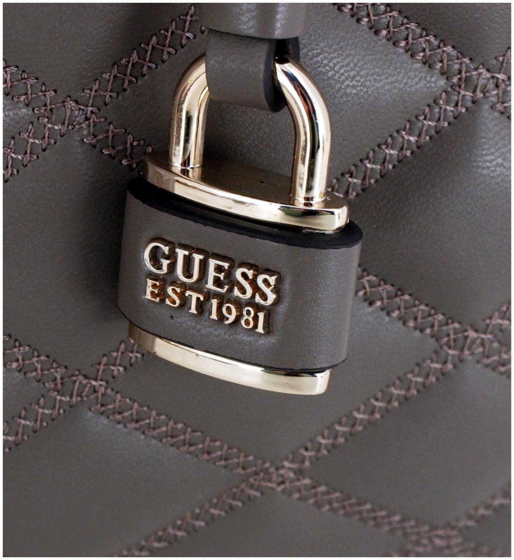Henkeltasche Guess Tamsin Society Satchel Dark Taupe gesteppt