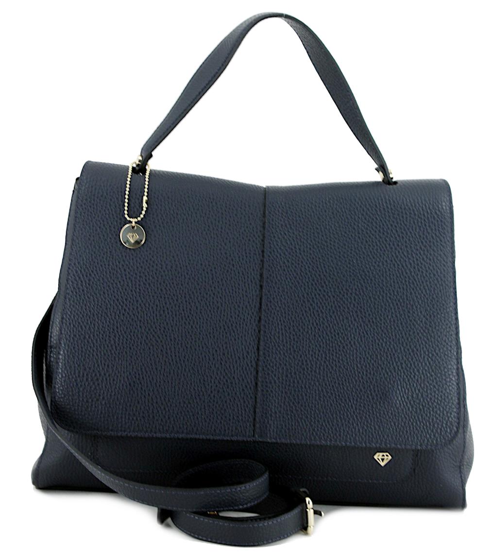 Henkeltasche mit Überschlag Caleidos Ledertasche Italien Lei Black