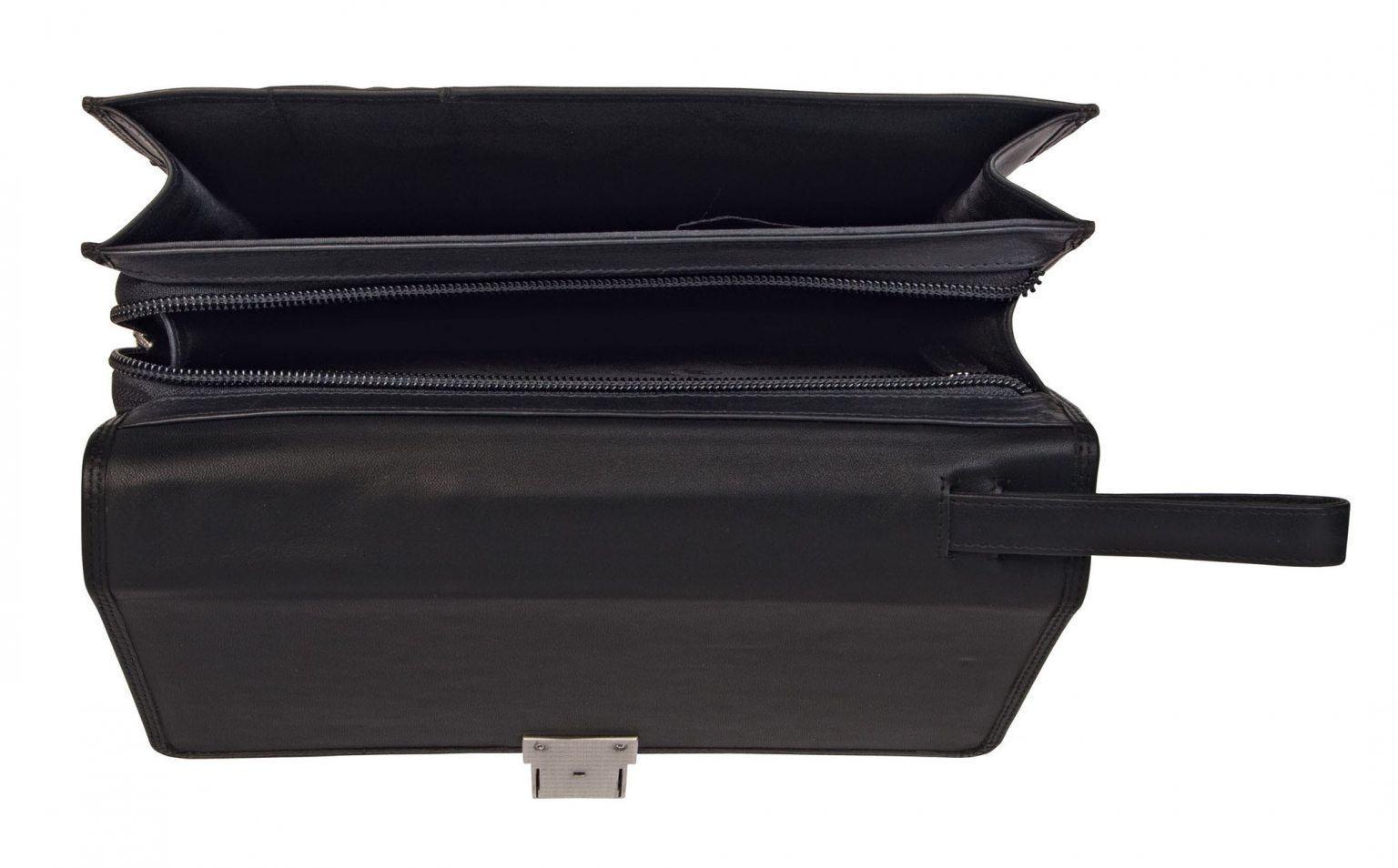 Herren Handgelenkstasche Golden Head Polo Leder schwarz