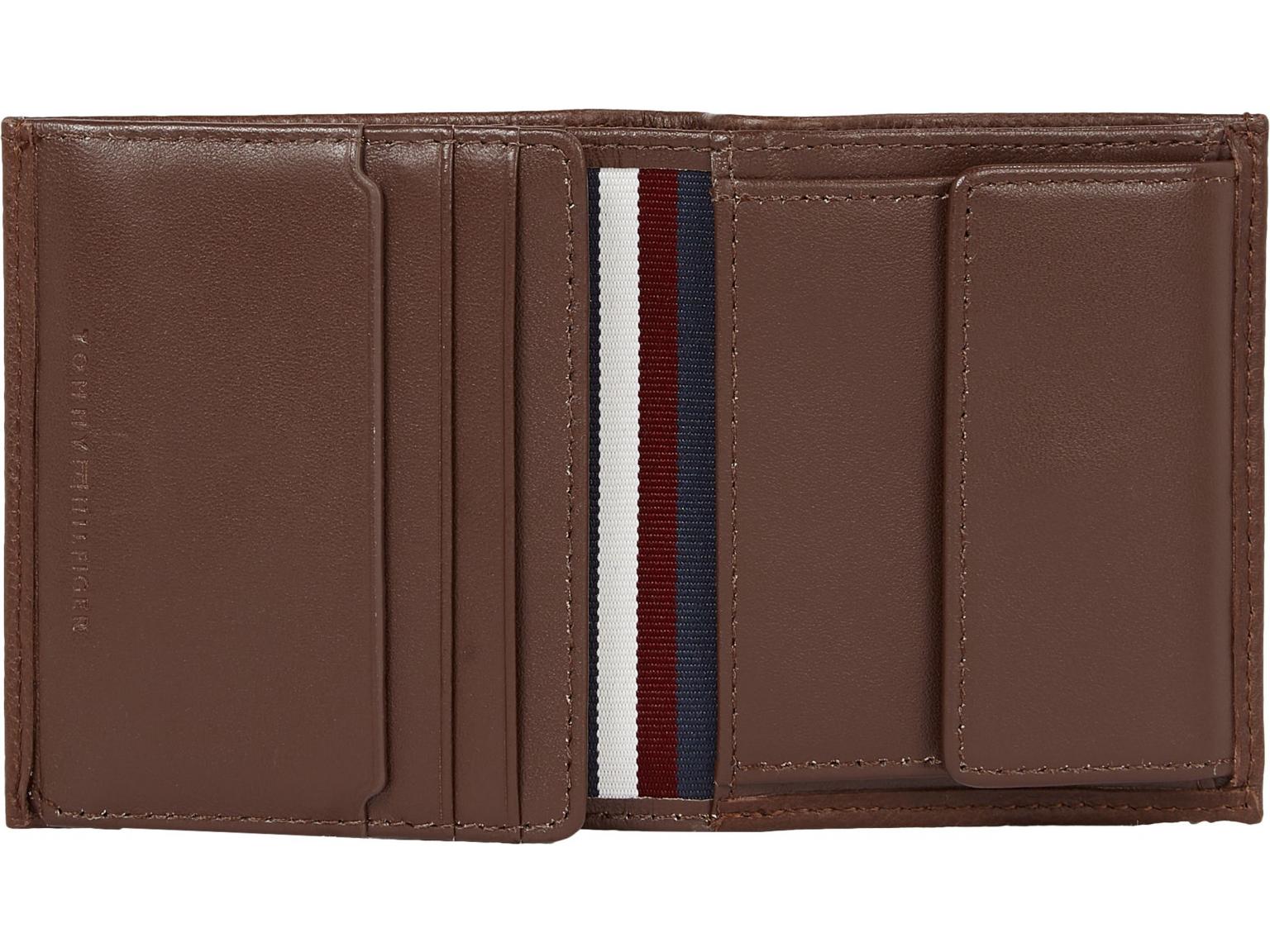 Hochformat Ledergeldbörse Tommy Hilfiger Trifold Kaffee