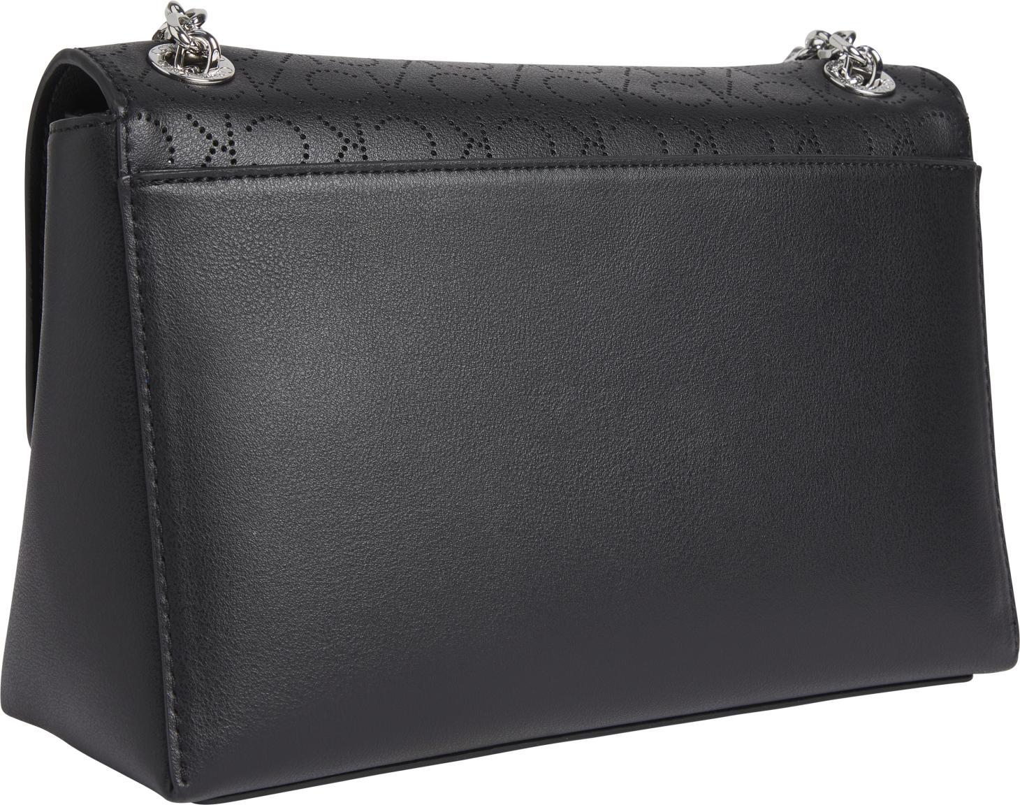 Jacquard Schultertasche Kettenhenkel Calvin Klein Re-Lock schwarz