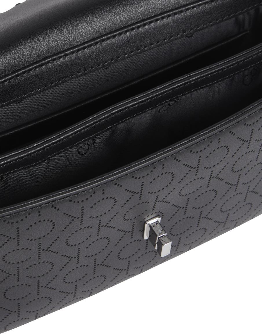 Jacquard Schultertasche Kettenhenkel Calvin Klein Re-Lock schwarz