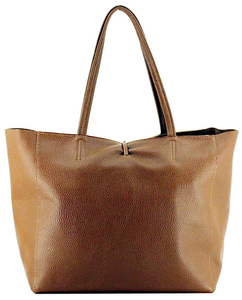 Jeansblaue Henkeltasche aus Leder Caleidos Logoanhänger Masche