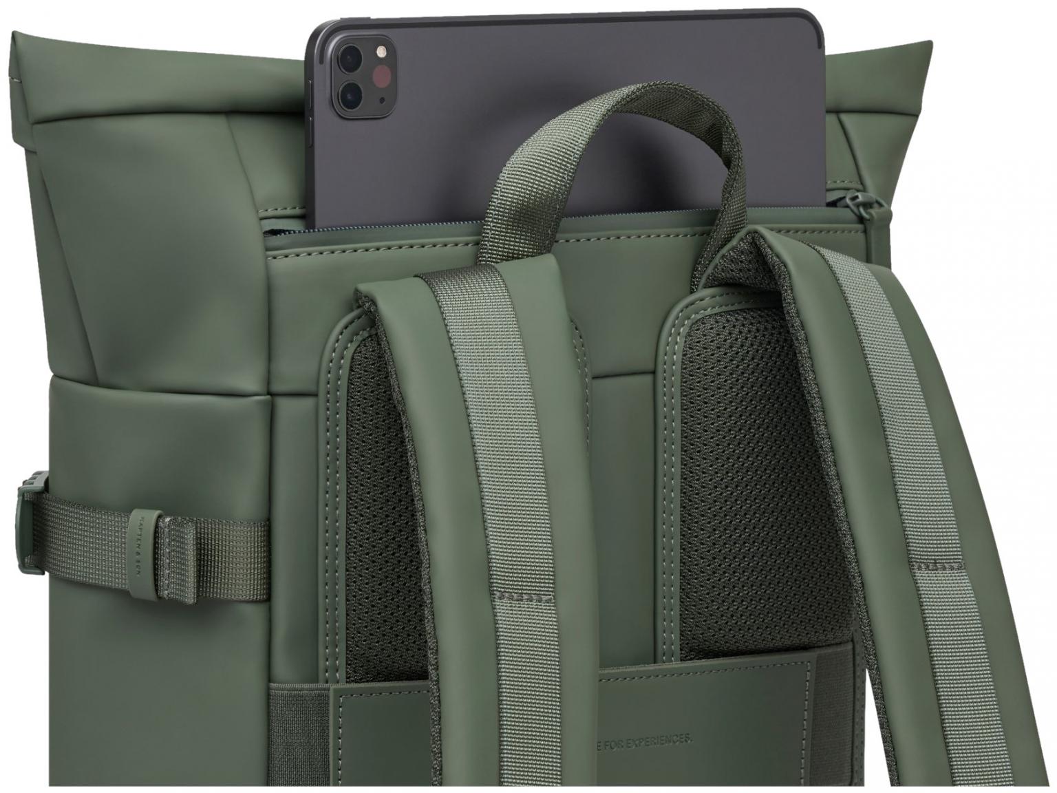 Kapten and Son urbaner Laptoprucksack Helsinki Dusty Green gummiert