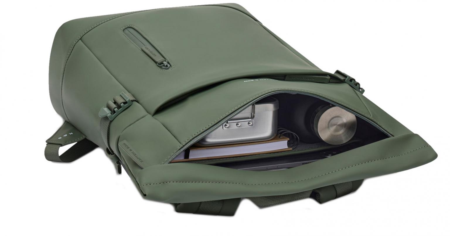 Kapten and Son urbaner Laptoprucksack Helsinki Dusty Green gummiert