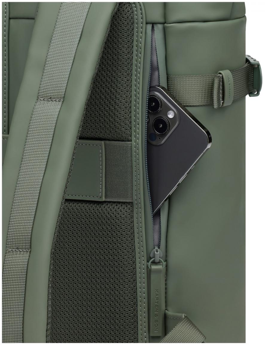 Kapten and Son urbaner Laptoprucksack Helsinki Dusty Green gummiert