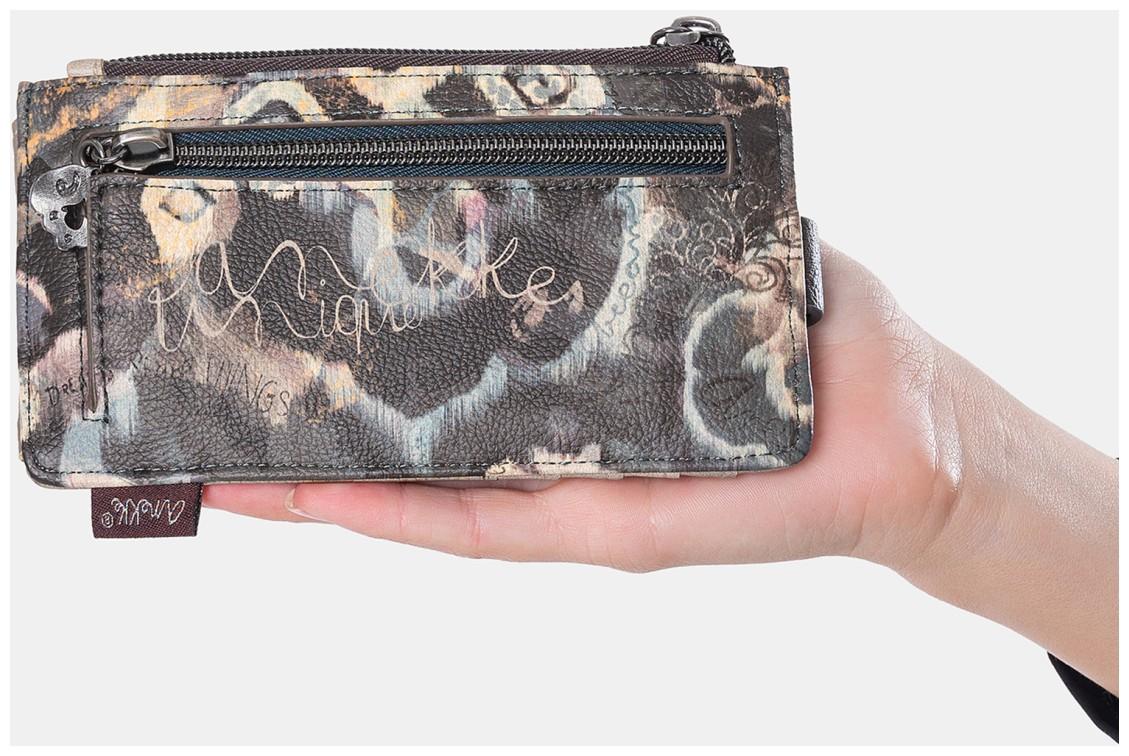 Kartenetui Anekke Real Glitzersteine beige taupe Ziernieten