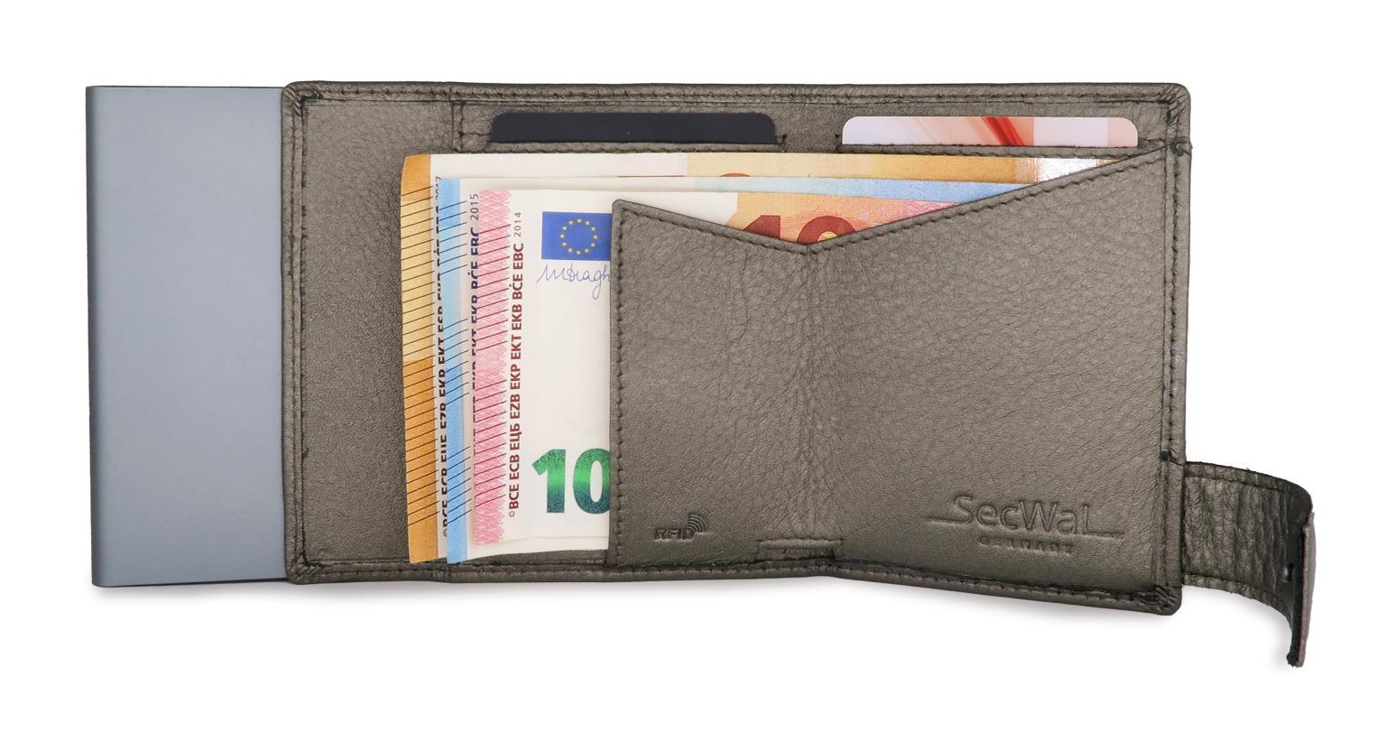 Kartenetui SecWal Karten Container Geldbörse RFID Schutz grau metallic