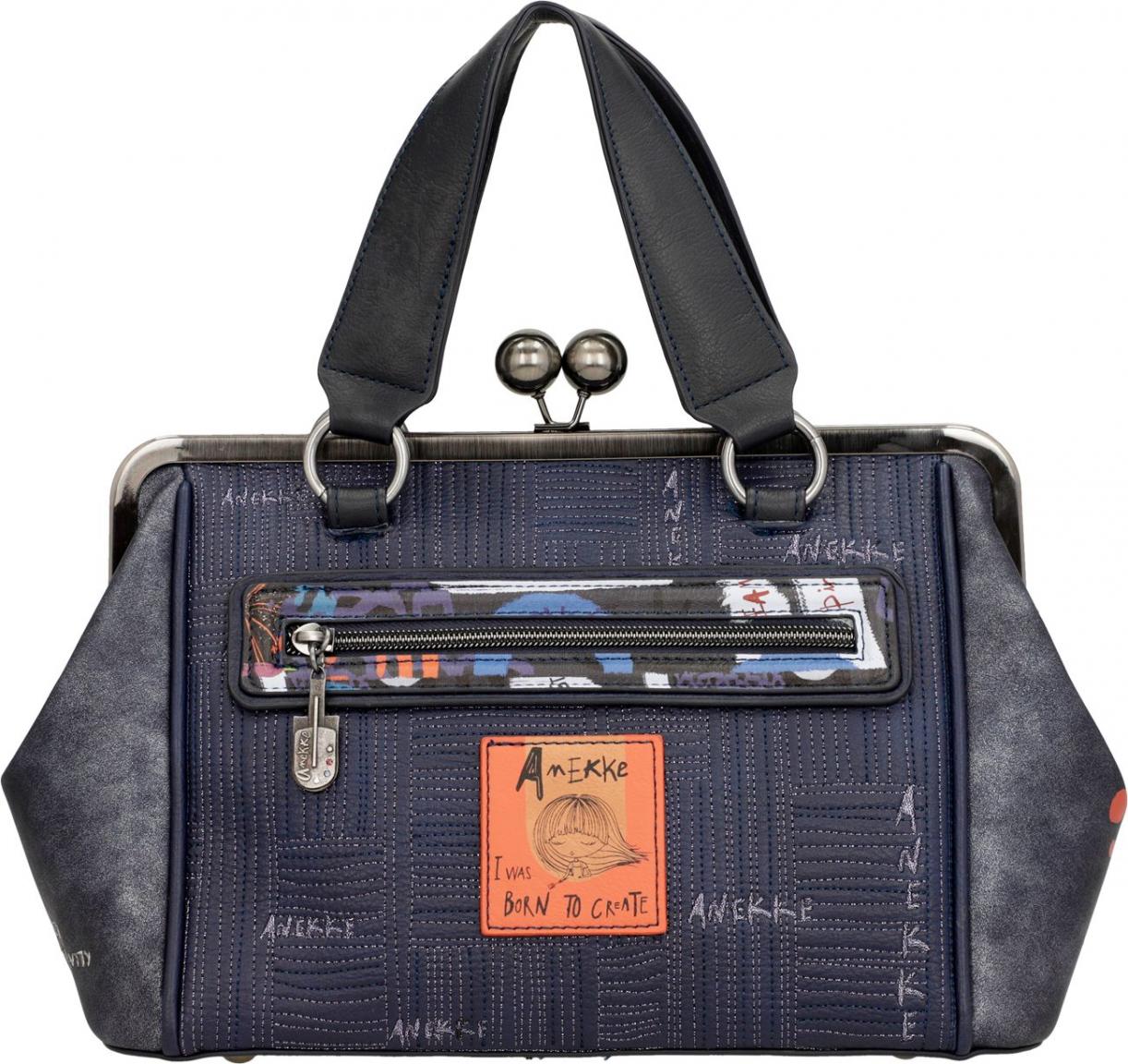 Kisslocktasche Anekke Contemporary Japan blau bunt bestickt Kunst