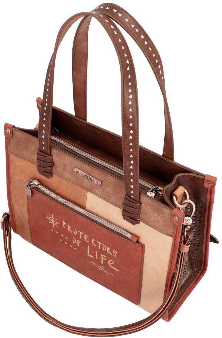 Kurzgrifftasche Braun Anekke Menire indigen Pins