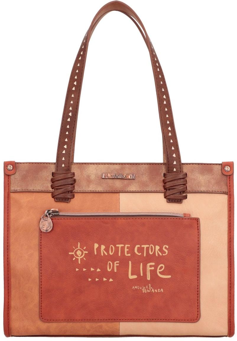 Kurzgrifftasche Braun Anekke Menire indigen Pins