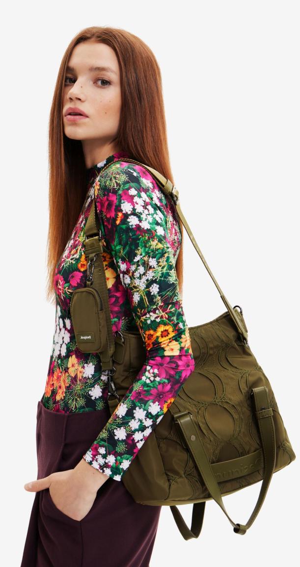 Kurzgrifftasche Desigual Bubbles Loverty Kaki Grün Nylon