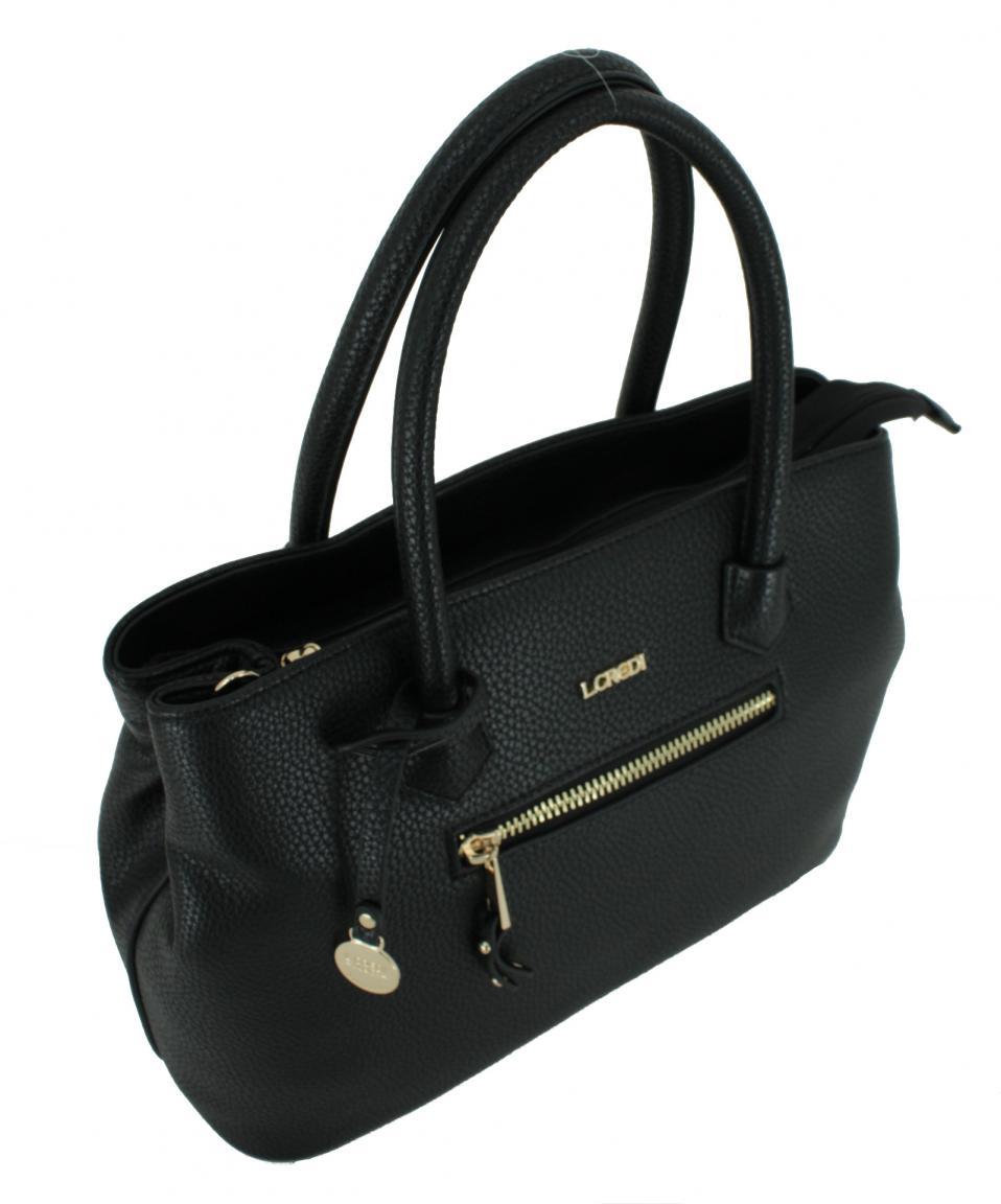 Kurzgrifftasche Maxima L.Credi schwarz Synthetik Schultergurt