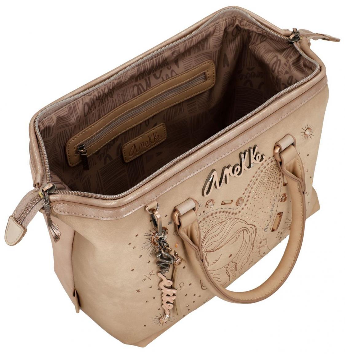Kurzgrifftasche hellbeige bestickt Anekke Hollywood Studio Nude Strasssteine