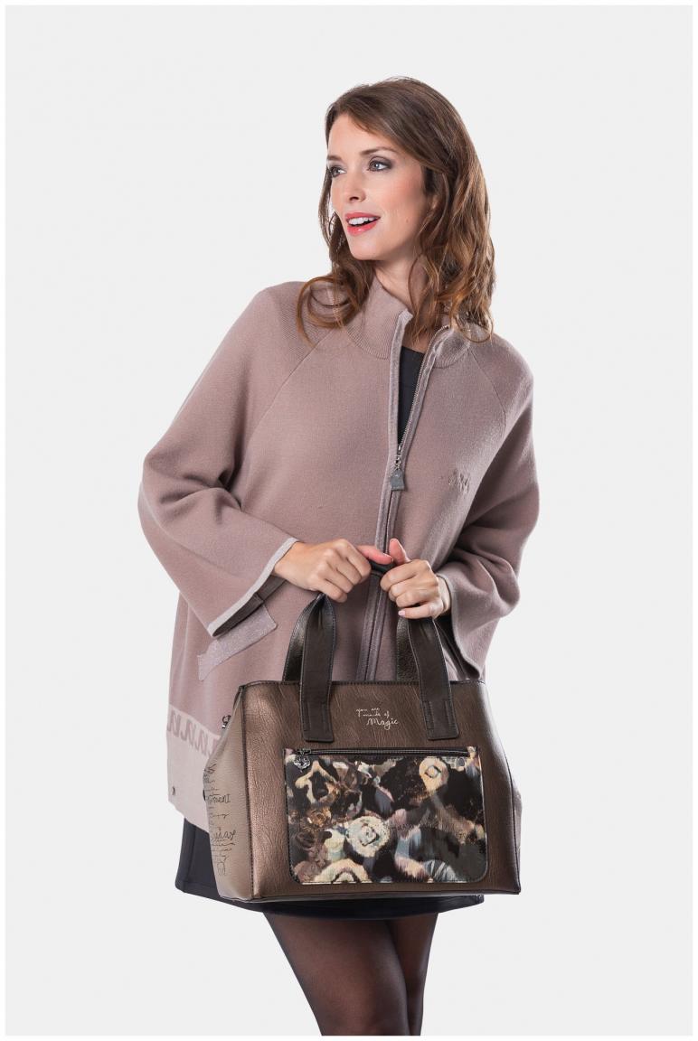 Kurzgrifftasche mit Schultergurt Anekke REAL Beige