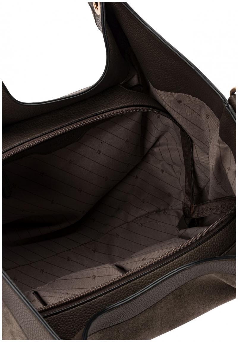 L.Credi Beuteltasche in Materialmix Pheline Dark Taupe vegan