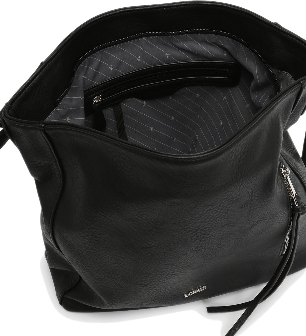 L.Credi Jana schwarz vegane Hobo Tasche Lederoptik