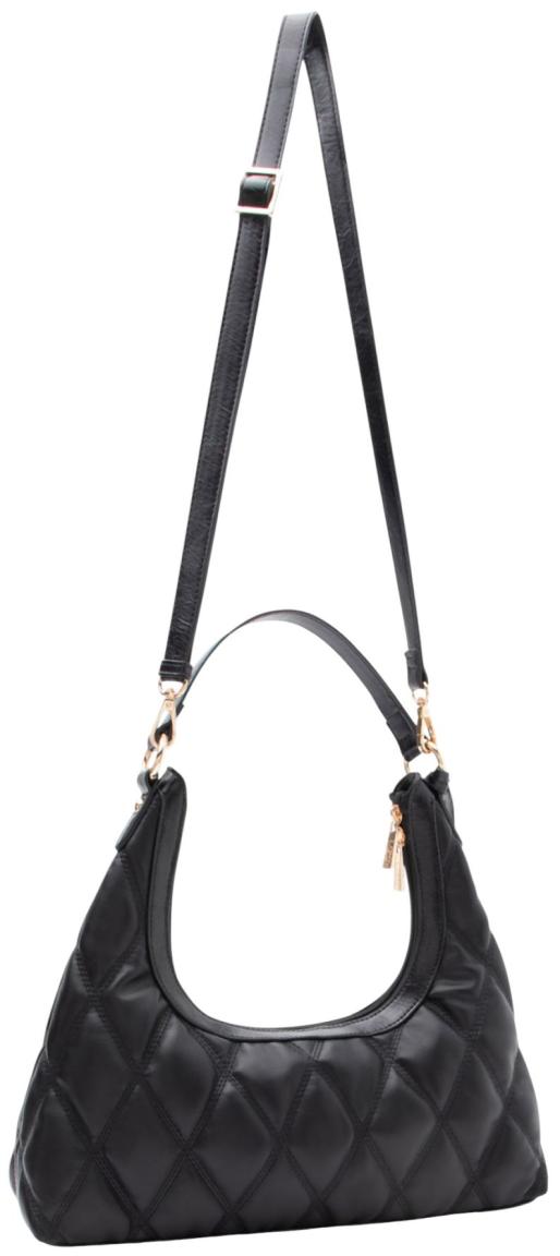 L.Credi Paige Schultertasche Steppmuster Schwarz