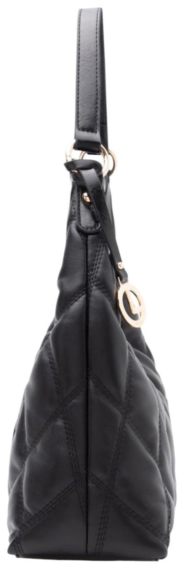 L.Credi Paige Schultertasche Steppmuster Schwarz