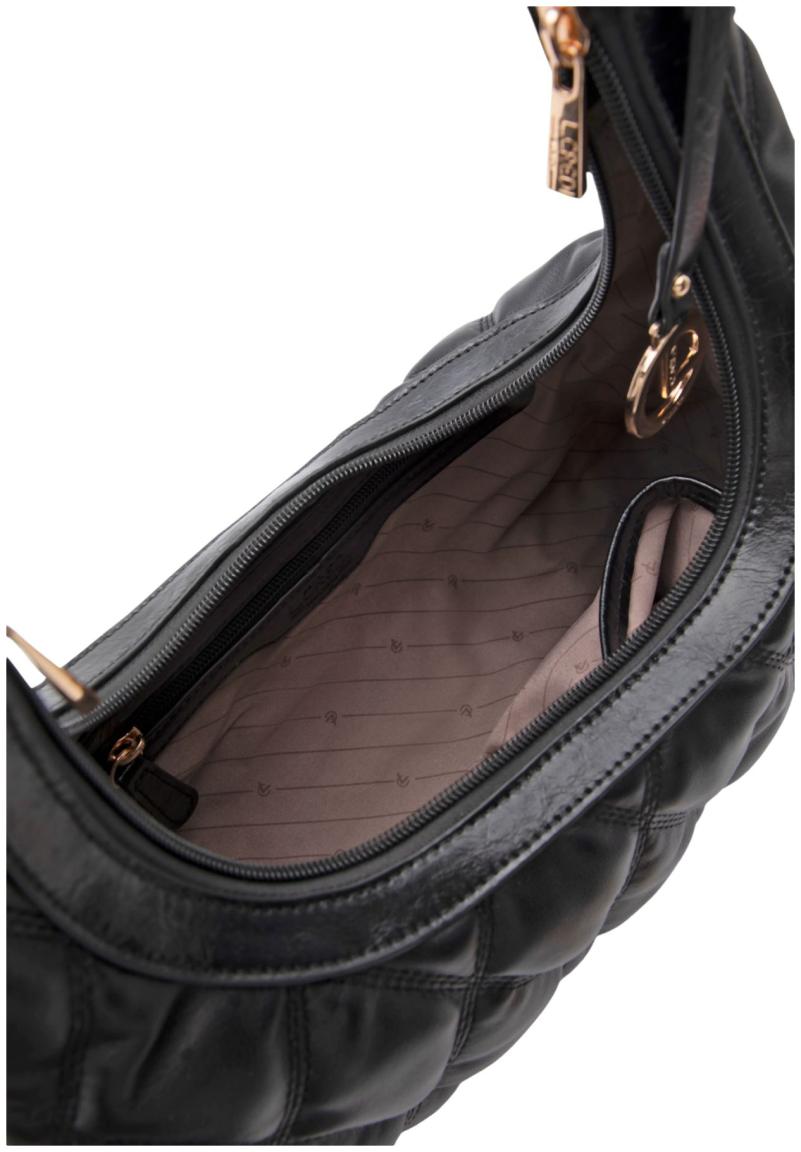 L.Credi Paige Schultertasche Steppmuster Schwarz