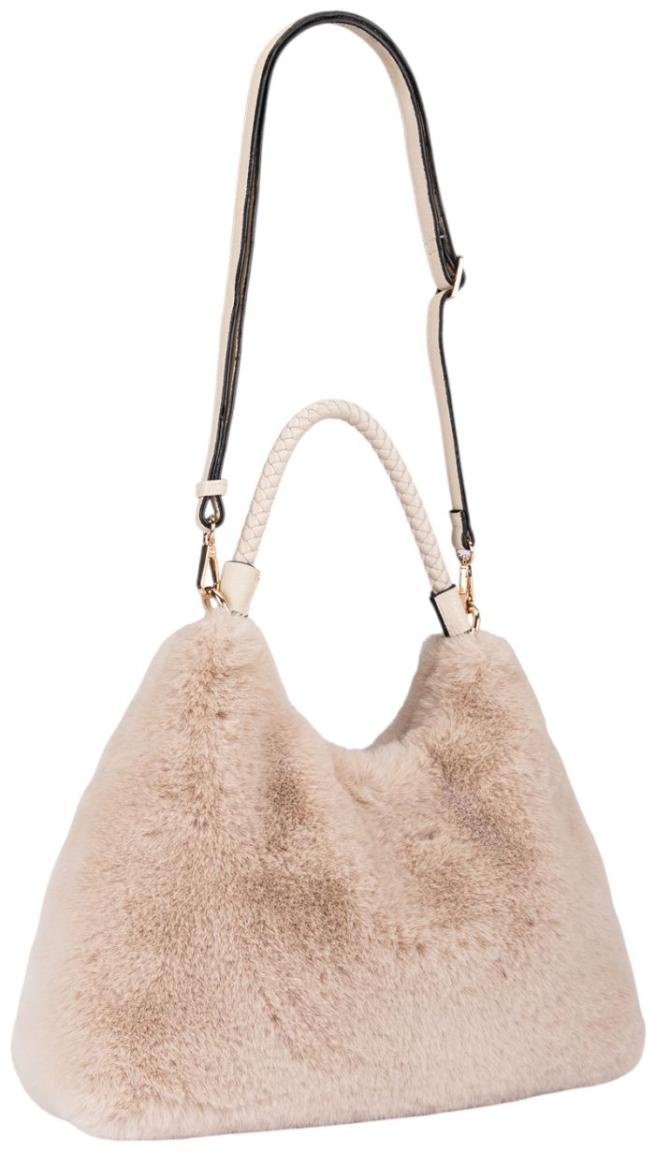 L.Credi Sancia Beuteltasche Kunstfell Dusty - Beige