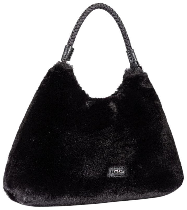 L.Credi Sancia Beuteltasche Kunstfell Schwarz