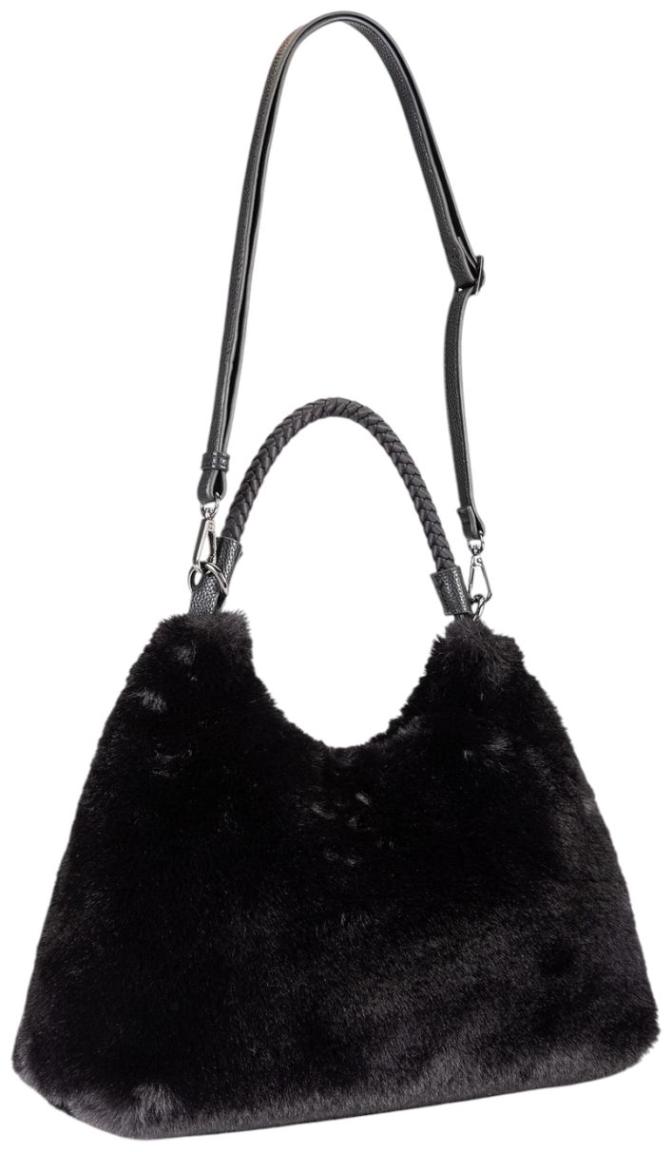 L.Credi Sancia Beuteltasche Kunstfell Schwarz