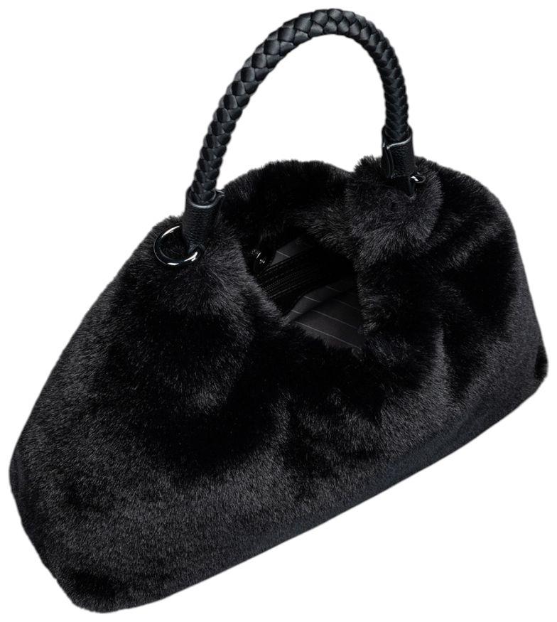L.Credi Sancia Beuteltasche Kunstfell Schwarz