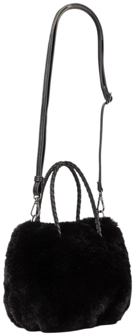 L.Credi Sancia Kurzgrifftasche Kunstfell Schwarz