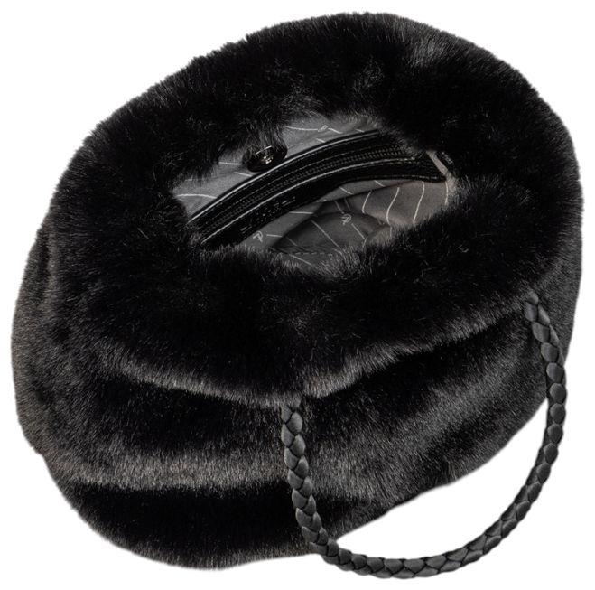 L.Credi Sancia Kurzgrifftasche Kunstfell Schwarz