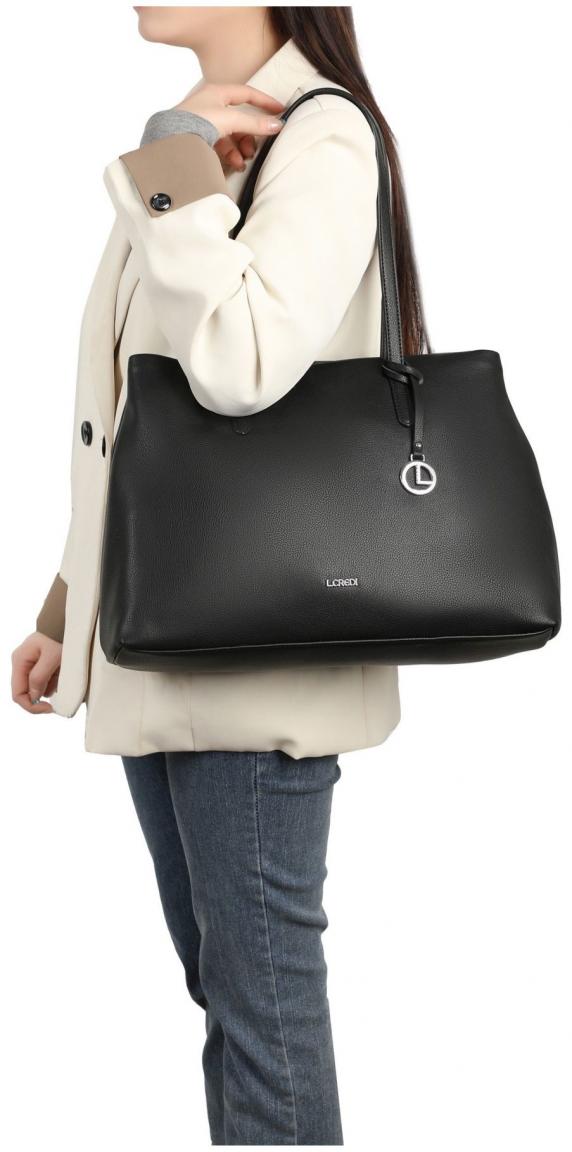 L.Credi Shoppertasche Polly Schwarz vegan