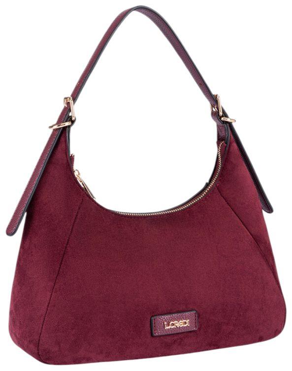 L.Credi Sophronia Schultertasche Veloursimitat Cherry Shade - Bordeaux
