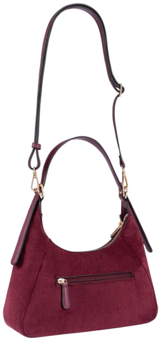 L.Credi Sophronia Schultertasche Veloursimitat Cherry Shade - Bordeaux