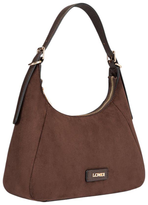 L.Credi Sophronia Schultertasche Veloursimitat Chocolate - Braun