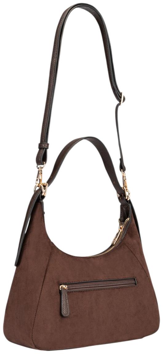 L.Credi Sophronia Schultertasche Veloursimitat Chocolate - Braun