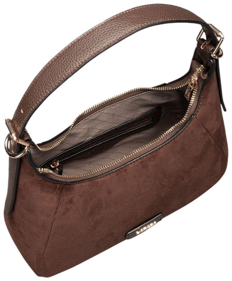 L.Credi Sophronia Schultertasche Veloursimitat Chocolate - Braun