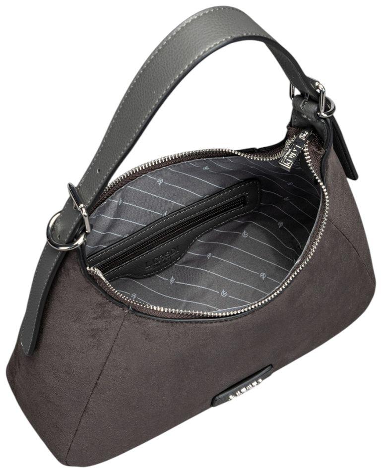 L.Credi Sophronia Schultertasche Veloursimitat Iron - Dunkelbraun