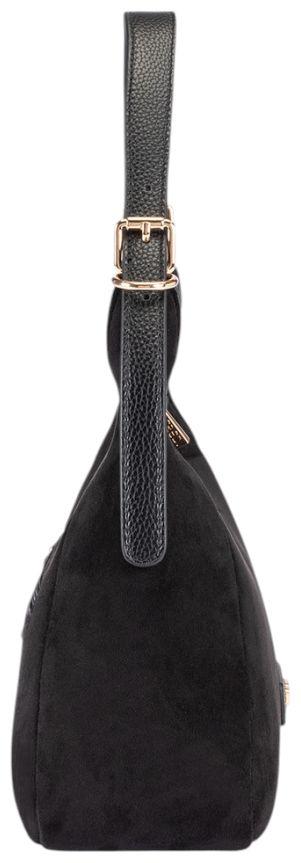 L.Credi Sophronia Schultertasche Veloursimitat Schwarz