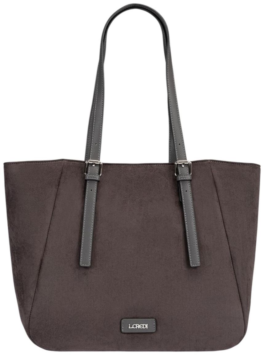 L.Credi Sophronia Shopper Faux-Velours Iron - Dunkelbraun