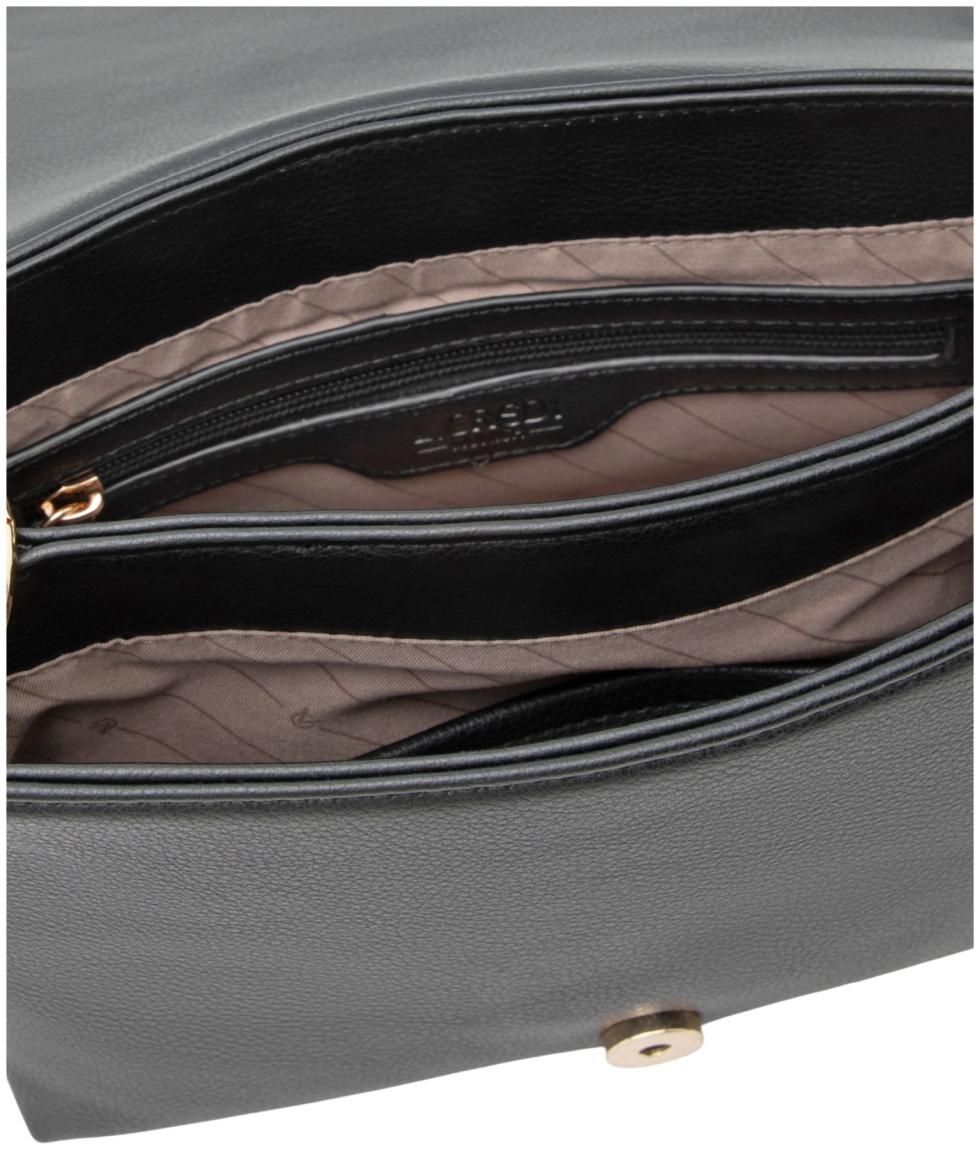 L.Credi Tasche Rabia Überschlagtasche Blätter Schwarz