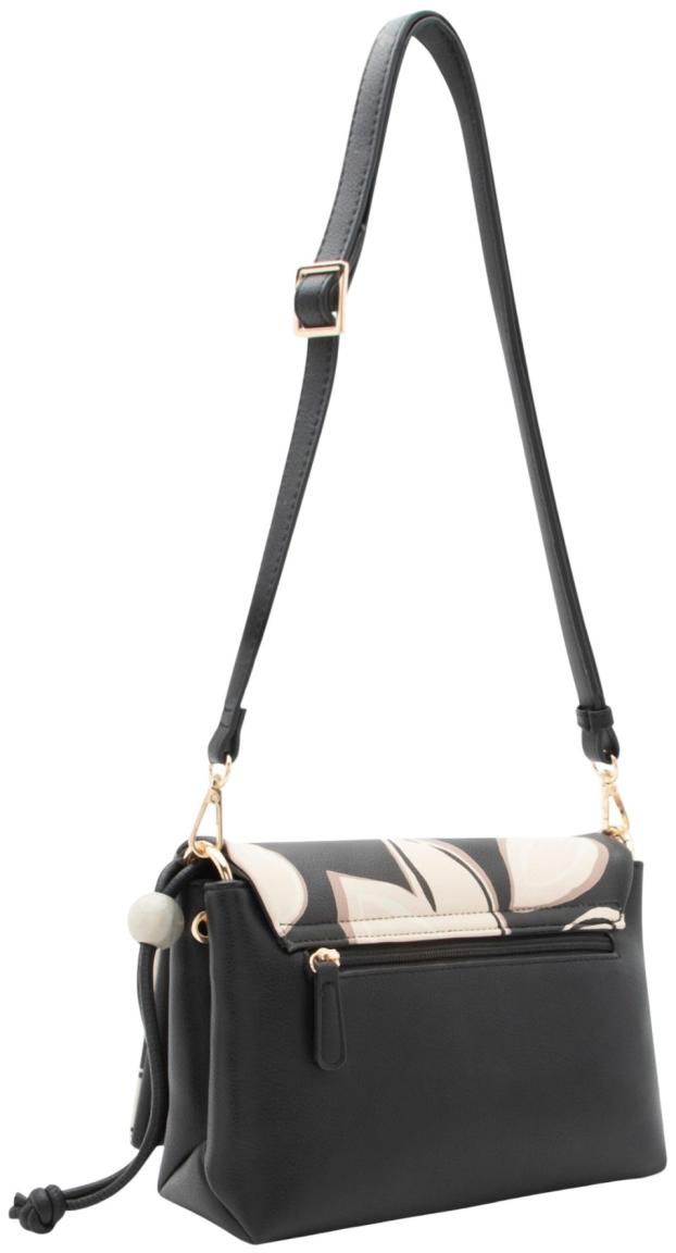 L.Credi Tasche Rabia Überschlagtasche Blätter Schwarz