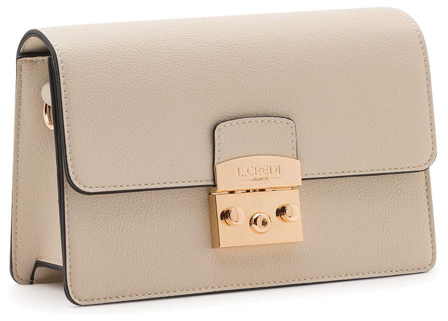 L.Credi Überschlagtasche Onelia Creme Knopfverschluss