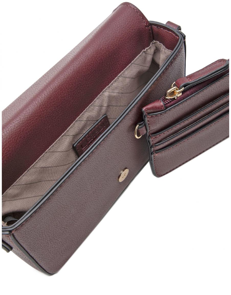L.Credi Überschlagtasche mit Etui klassisch Jane Wine Dunkelrot