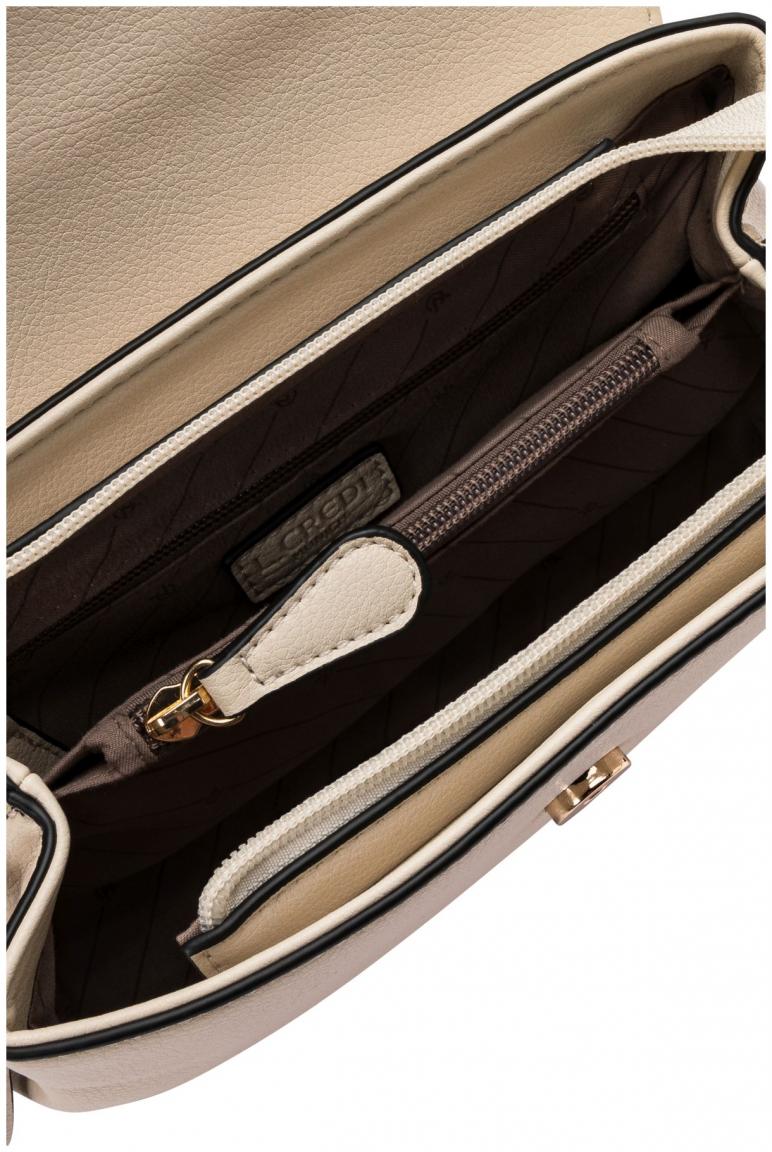 L.Credi Überschlagtasche mit Zierschnalle Onina Creme