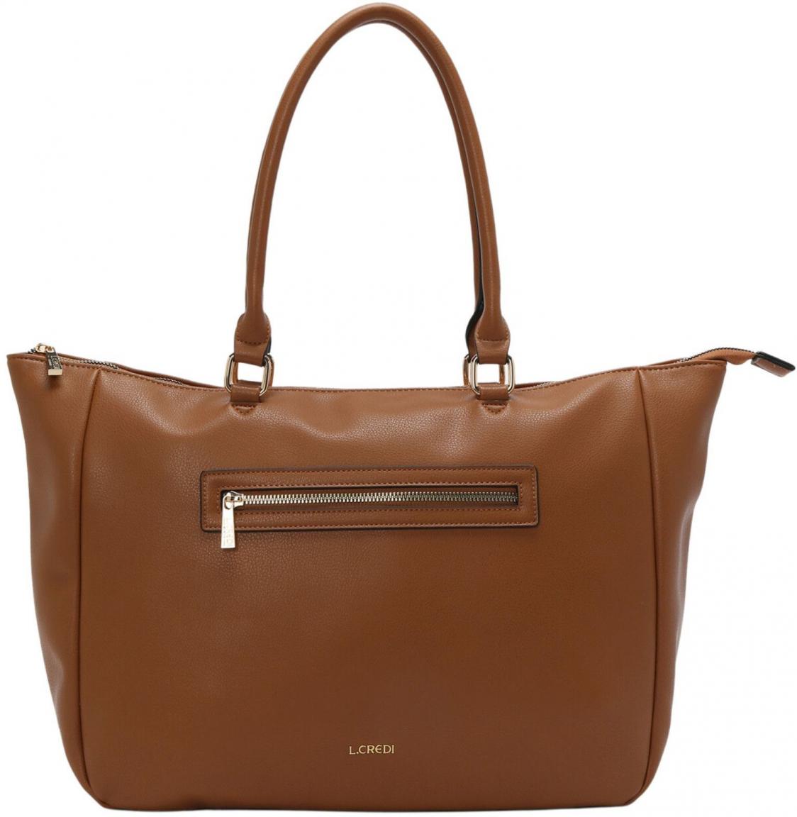 L.Credi große Damenhandtasche Lavinia Cognac