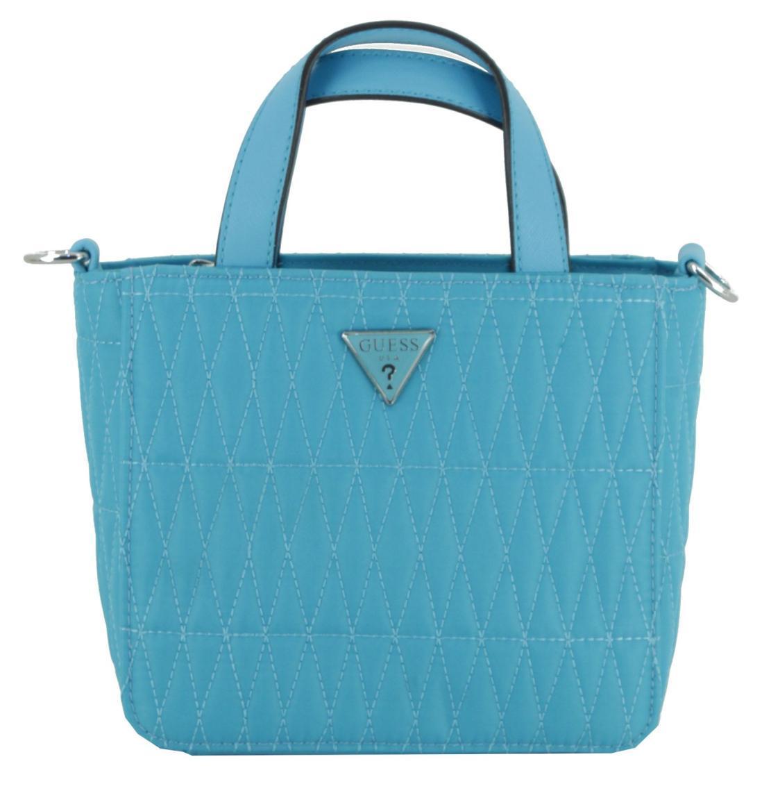 Layla Mini Guess kleine Damenhandtasche Auqa Türkis Steppnähte